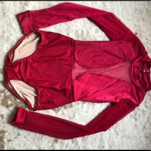 Custom Red mesh leotard
